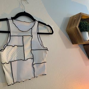 black and white patchwork tank